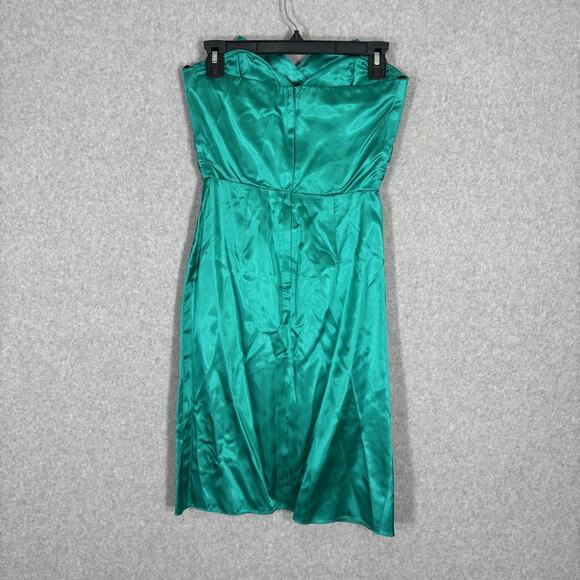 VTG 80s Jolie Madame Dress Junior 5 6‎ Mini Teal Bow Satin Wrap 90s Party USA - Picture 7 of 11